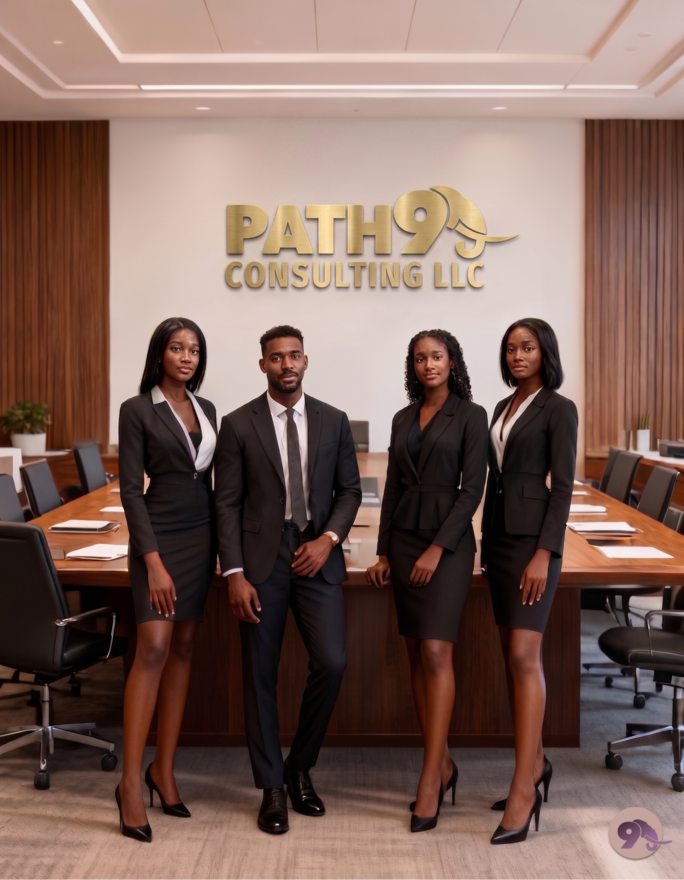 Path9 Consulting LLC team in their boardroom headquarters